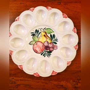 Vintage made in Japan hand painted deviled egg serving dish
